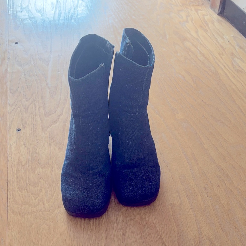 Denim ankle booties